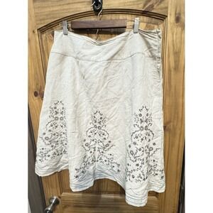 Dressbarn Women's Skirt Beige Embroidered Sequin Linen‎ Blend Size 18
